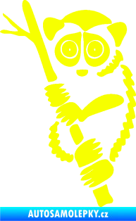 Samolepka Opice 004 levá lemur na stromě Fluorescentní žlutá