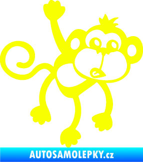 Samolepka Opice 005 pravá visí za ruku Fluorescentní žlutá