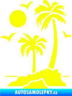 Samolepka Ostrov 002 levá palmy a moře Fluorescentní žlutá