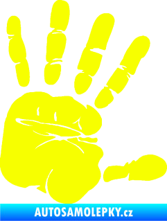 Samolepka Otisk ruky pravá Fluorescentní žlutá
