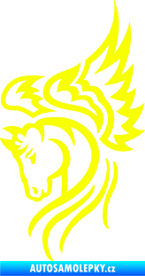Samolepka Pegas 003 levá okřídlený kůň hlava Fluorescentní žlutá