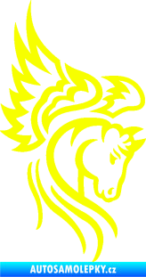 Samolepka Pegas 003 pravá okřídlený kůň hlava Fluorescentní žlutá