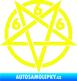 Samolepka Pentagram 666 Fluorescentní žlutá