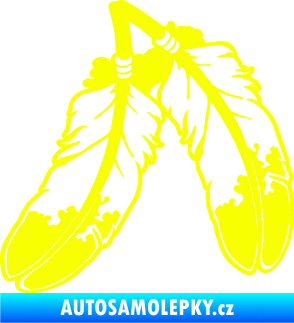 Samolepka Peříčka 003 levá indiánský motiv Fluorescentní žlutá