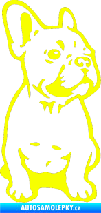 Samolepka Pes 070 pravá Francouzský buldoček Fluorescentní žlutá