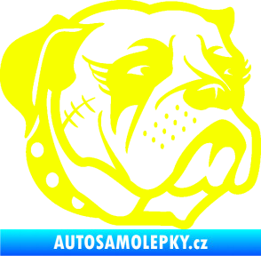 Samolepka Pes 097 pravá Buldok Fluorescentní žlutá