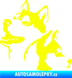 Samolepka Pes 117 levá husky Fluorescentní žlutá