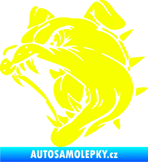 Samolepka Pes 136 levá rozzuřený buldok Fluorescentní žlutá