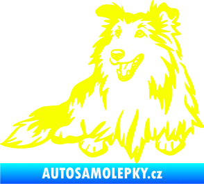 Samolepka Pes 162 levá sheltie Fluorescentní žlutá