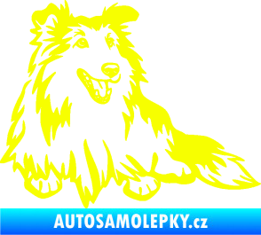 Samolepka Pes 162 pravá sheltie Fluorescentní žlutá
