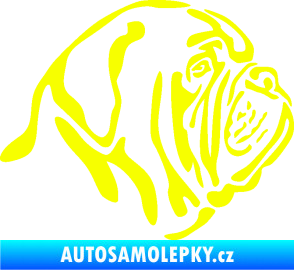 Samolepka Pes 163 pravá bordeauxská doga Fluorescentní žlutá