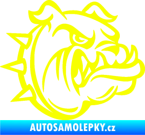 Samolepka Pes 171 pravá rozzuřený buldok Fluorescentní žlutá