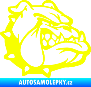 Samolepka Pes 174 pravá rozzuřený buldok Fluorescentní žlutá