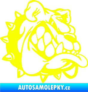 Samolepka Pes 182 pravá rozzuřený buldok Fluorescentní žlutá
