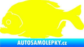 Samolepka Piraňa 001 levá dravá ryba Fluorescentní žlutá