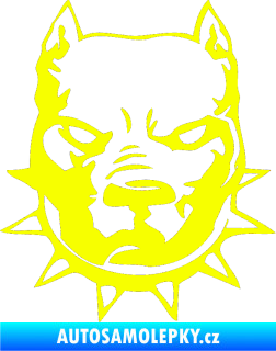 Samolepka Pitbull hlava 002 pravá Fluorescentní žlutá