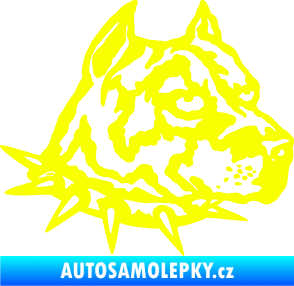 Samolepka Pitbull hlava 006 pravá Fluorescentní žlutá