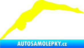 Samolepka Plavání 003  levá skok do vody Fluorescentní žlutá