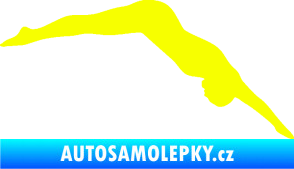 Samolepka Plavání 003  pravá skok do vody Fluorescentní žlutá