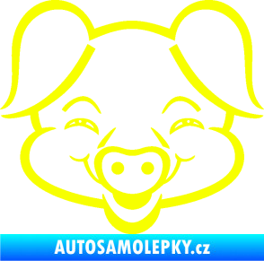 Samolepka Prase 003 veselý čuník Fluorescentní žlutá