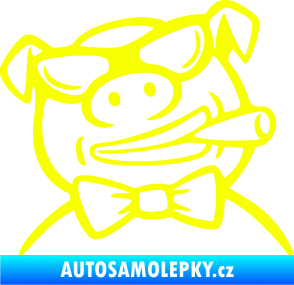 Samolepka Prase 005 pravá s doutnikem Fluorescentní žlutá