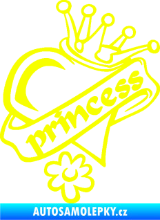 Samolepka Princess nápis v srdíčku Fluorescentní žlutá