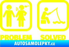 Samolepka Problem?  Solved 006  na ryby Fluorescentní žlutá
