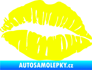 Samolepka Pusa 002 levá otisk rtů Fluorescentní žlutá