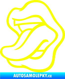 Samolepka Pusa 003 levá s vypláznutým jazykem Fluorescentní žlutá