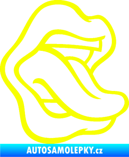 Samolepka Pusa 003 pravá s vypláznutým jazykem Fluorescentní žlutá