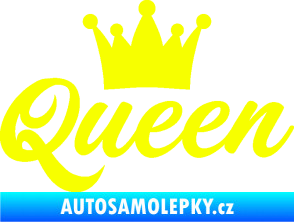 Samolepka Queen nápis s korunou Fluorescentní žlutá