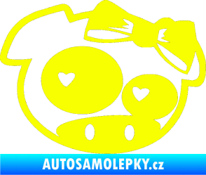 Samolepka Rally pig girl pravá Fluorescentní žlutá
