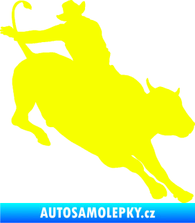 Samolepka Rodeo 001 pravá  kovboj s býkem Fluorescentní žlutá