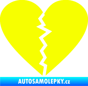 Samolepka Rozbité srdce 001  Fluorescentní žlutá