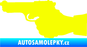 Samolepka Ruka s pistolí 001 levá ruce vzhůru Fluorescentní žlutá