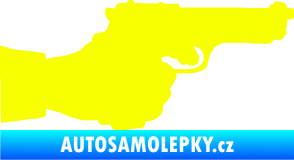 Samolepka Ruka s pistolí 001 pravá ruce vzhůru Fluorescentní žlutá