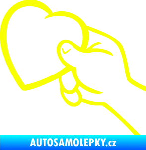 Samolepka Ruka se srdíčkem levá Fluorescentní žlutá
