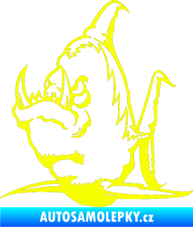 Samolepka Ryba zubatá levá piraňa Fluorescentní žlutá