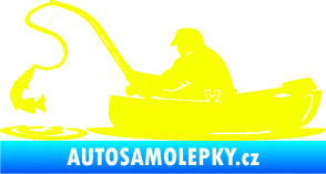 Samolepka Rybář 017 levá rybolov v lodičce Fluorescentní žlutá