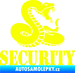 Samolepka Security hlídáno - pravá had Fluorescentní žlutá