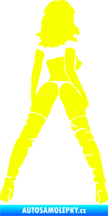 Samolepka Sexy žena a vysoké kozačky pravá Fluorescentní žlutá
