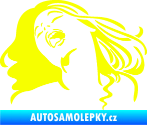 Samolepka Sexy žena obličej levá Fluorescentní žlutá
