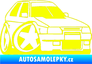 Samolepka Škoda Favorit karikatura pravá Fluorescentní žlutá