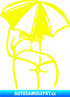 Samolepka Slečna s deštníkem levá Fluorescentní žlutá