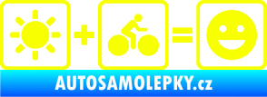 Samolepka Slunce + kolo = veselý smajlík vyjížďka na kole Fluorescentní žlutá