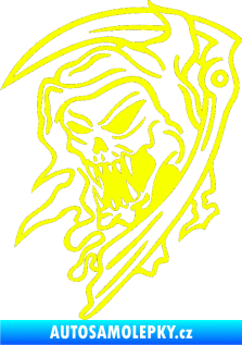 Samolepka Smrtková levá s kosou Fluorescentní žlutá