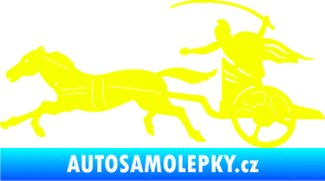 Samolepka Sparťanský bojovník 001 levá bojový vůz s koněm Fluorescentní žlutá