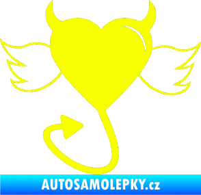Samolepka Srdce anděl ďábel 002 levá Fluorescentní žlutá