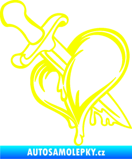 Samolepka Srdce propíchlé dýkou levá Fluorescentní žlutá