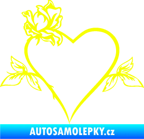 Samolepka Srdce s růží levá Fluorescentní žlutá